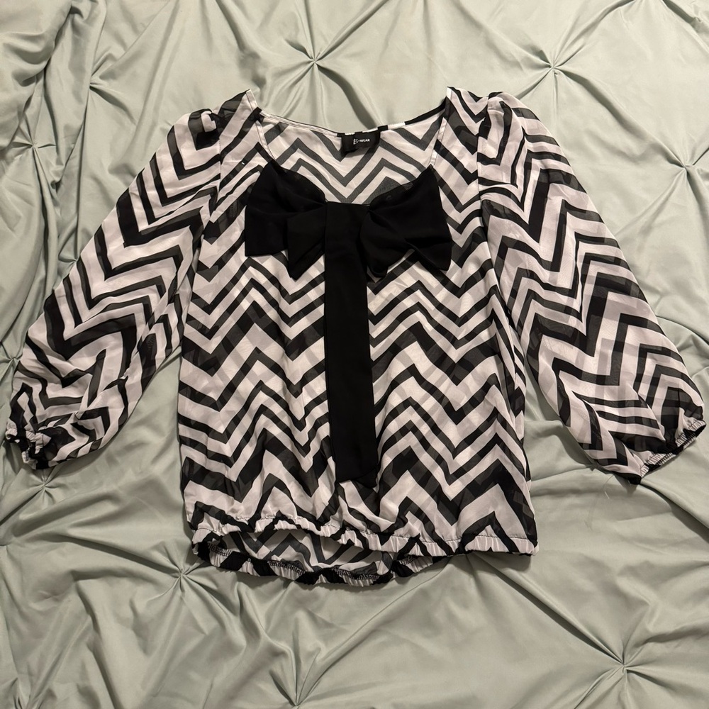 Bwear Black and White Chevron Blouse